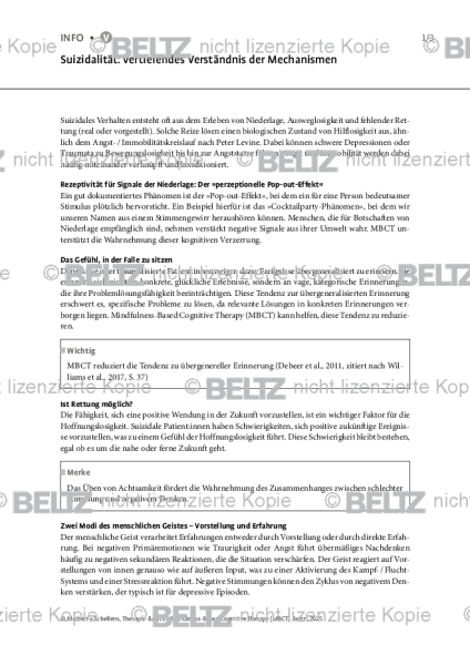 MBCT: Suizidalität: vertiefendes Verständnis der Mechanismen