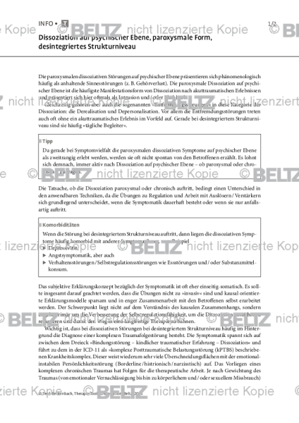 Dissoziation auf psychischer Ebene, paroxysmale Form, desintegriertes Strukturniveau