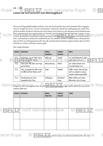 ACT: Lassen Sie sich berühren: Das Wertetagebuch