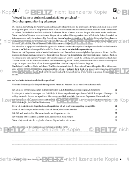 Depression: Worauf ist mein Aufmerksamkeitsfokus gerichtet? – Bedrohungsmonitoring erkennen