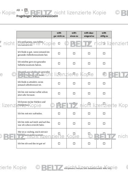 Selbstbewusstsein: Fragebogen Selbstbewusstsein