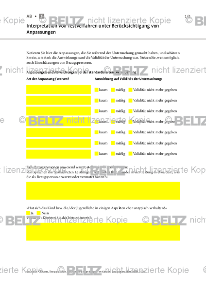 Chronische Erkrankungen: Interpretation von Testverfahren unter Berücksichtigung von Anpassungen