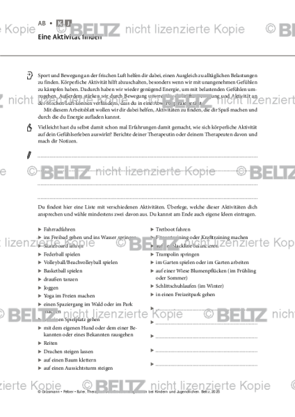 Emotionsregulation (K/J): Eine Aktivität finden