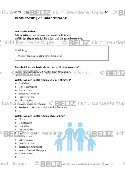 Suchtkranke Eltern: Handout Sitzung 20: Soziale Netzwerke