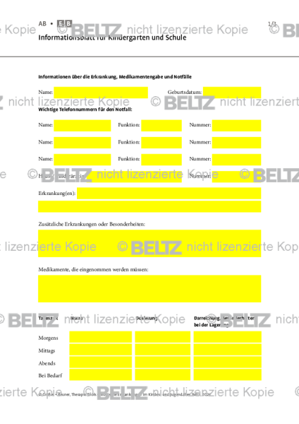 Chronische Erkrankungen: Informationsblatt für Kindergarten und Schule