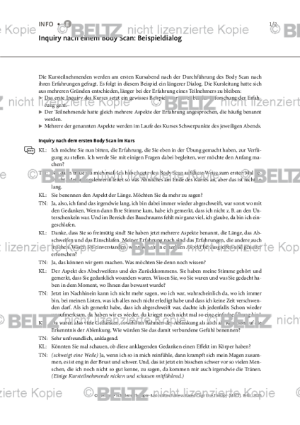 MBCT: Inquiry nach einem Body Scan: Beispieldialog