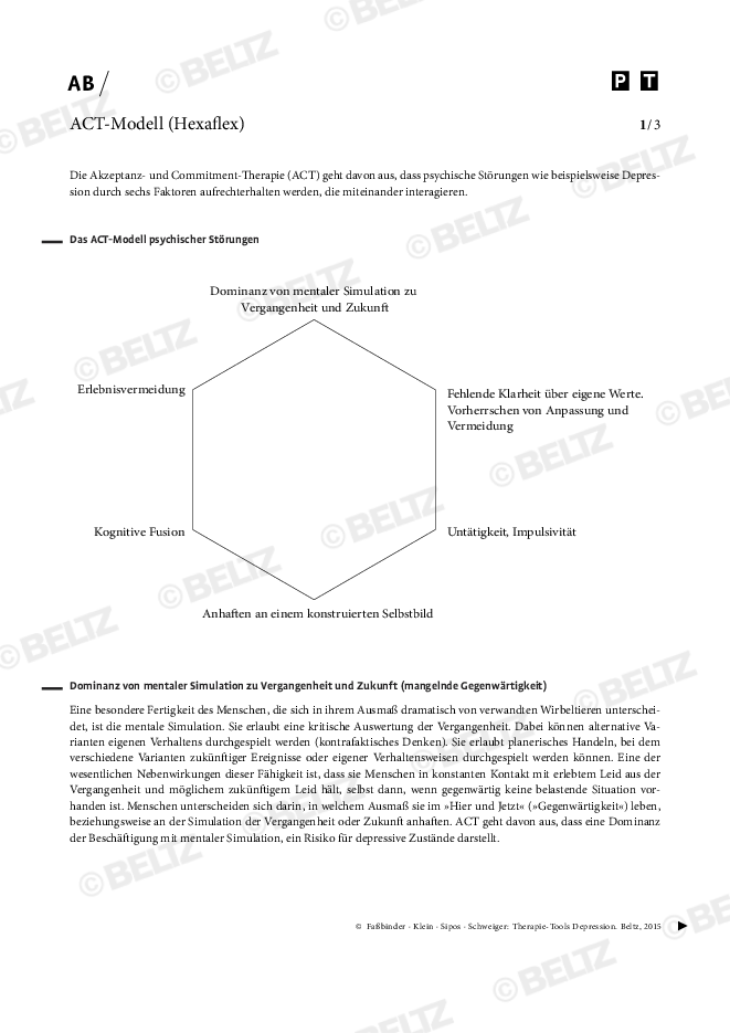 Depression: ACT-Modell (Hexaflex) | Psychotherapie.tools