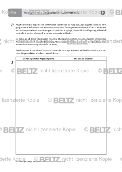 Gruppentherapie: Meine Angst Teil 1: meine körperlichen Angstreaktionen