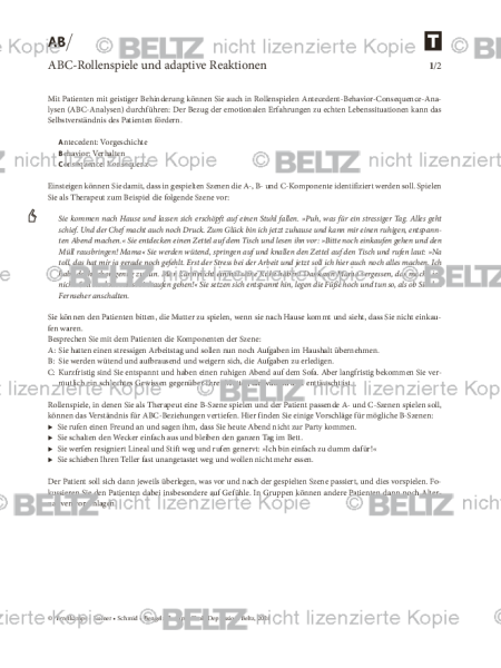 Depression und geistige Behinderung: ABC-Rollenspiele und adaptive Reaktionen