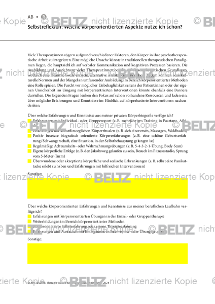 Körperpsychotherapie: Selbstreflexion: Welche körperorientierten Aspekte nutze ich schon?