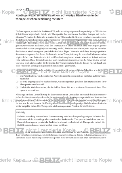 CBASP: Kontingente persönliche Reaktion – schwierige Situationen in der therapeutischen Beziehung me