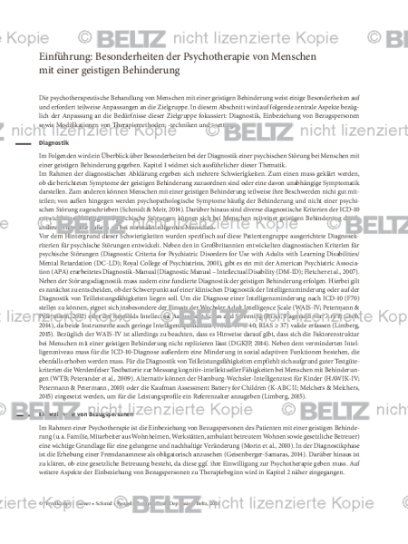 Einführung: Besonderheiten der Psychotherapie von Menschen mit einer geistigen Behinderung