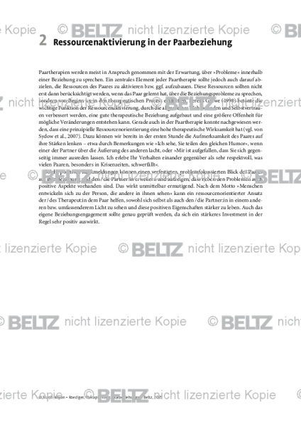 Paarbeziehungen: Einleitung: Ressourcenaktivierung in der Paarbeziehung