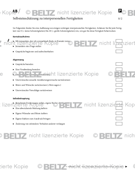 Depression: Selbsteinschätzung zu interpersonellen Fertigkeiten