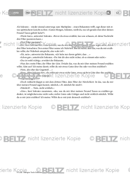 Sokratischer Dialog: Drei Filter