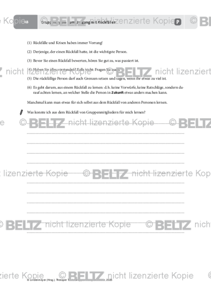 Gruppentherapie: Gruppenregeln zum Umgang mit Rückfällen