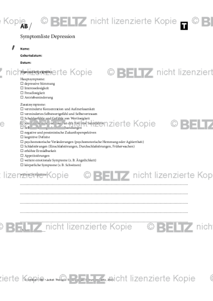 Bipolare Störungen: Symptomliste Depression