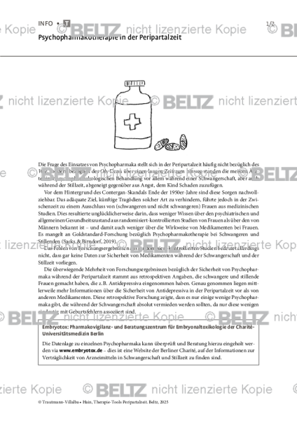 Peripartalzeit: Psychopharmakotherapie