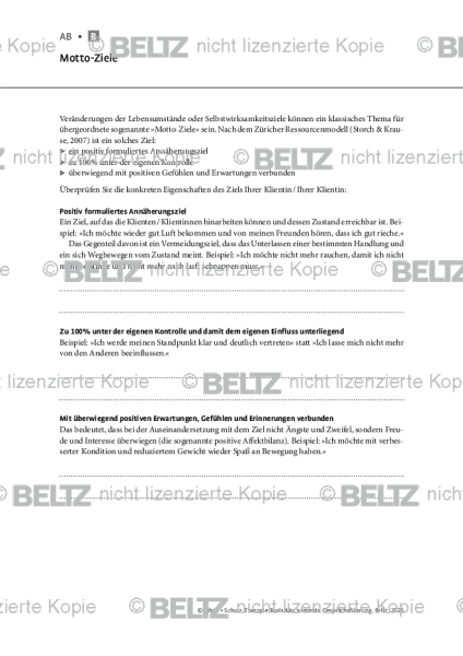 Motivierende Gesprächsführung: Motto-Ziele