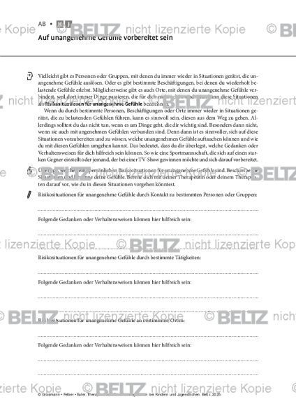 Emotionsregulation (K/J): Auf unangenehme Gefühle vorbereitet sein