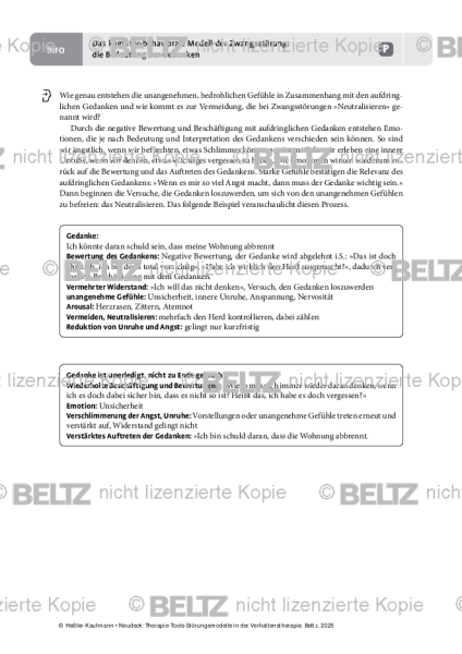 Störungsmodelle: Das kognitiv-behaviorale Modell der Zwangsstörung: die Bedeutung der Gedanken