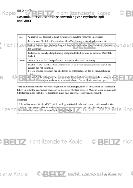 MBCT: Dos und Don’ts: Gleichzeitige Anwendung von Psychotherapie und MBCT