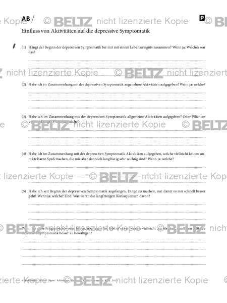 Einfluss von Aktivitäten auf die depressive Symptomatik