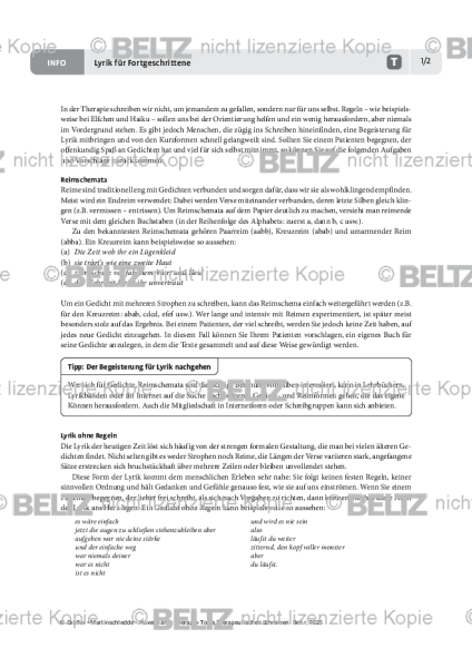 Therapeutisches Schreiben: Lyrik für Fortgeschrittene