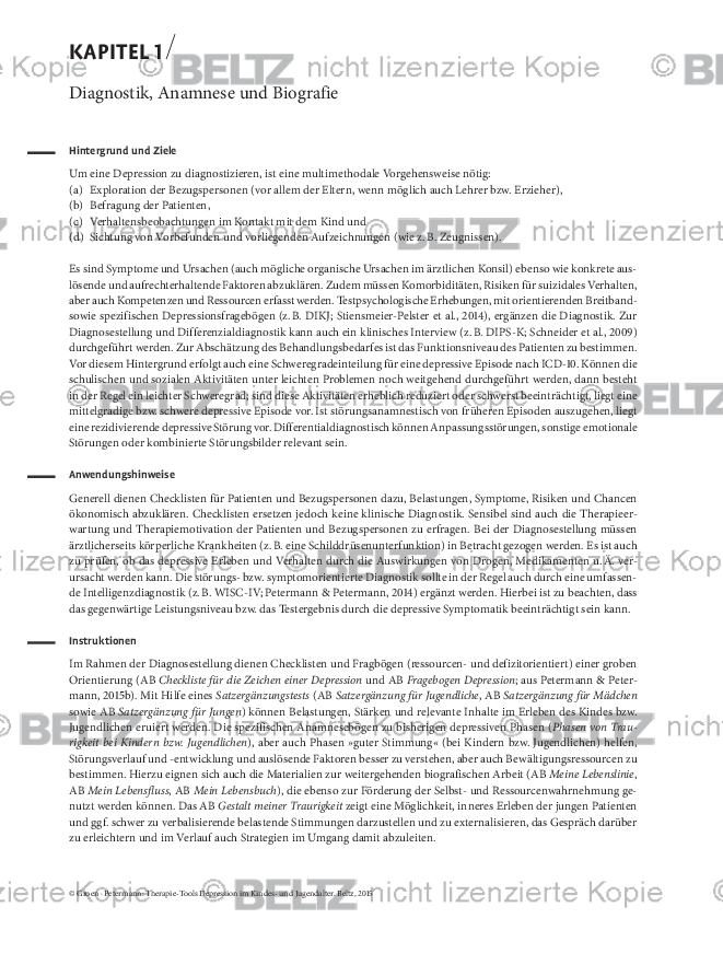 Depression Diagnostik, Anamnese und Biografie psychotherapie.tools