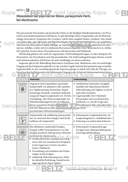 Dissoziation auf psychischer Ebene, paroxysmale Form, bei Akuttrauma