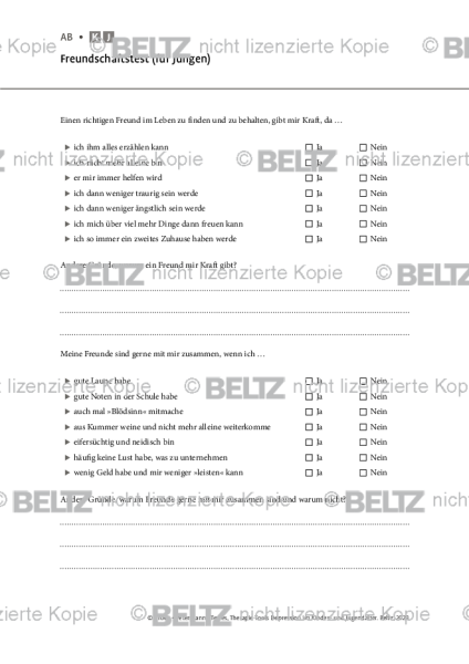 Depression: Freundschaftstest (für Jungen)