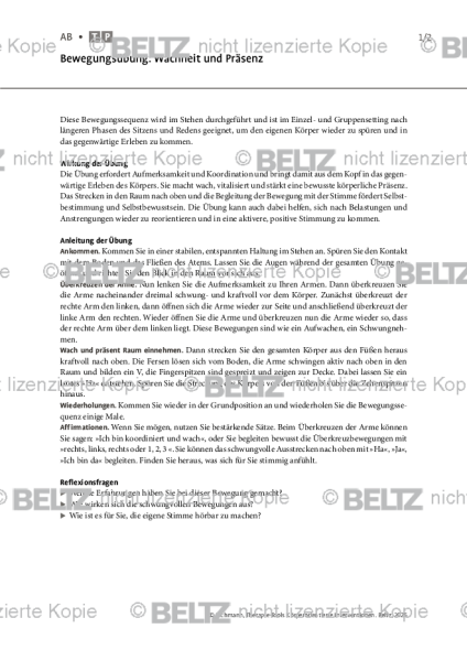 Körperorientierte Interventionen: Bewegungsübung – Wachheit und Präsenz