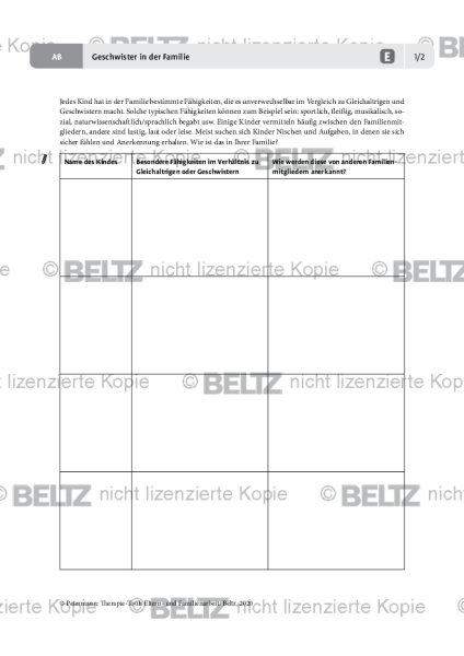 Familienarbeit: Geschwister in der Familie