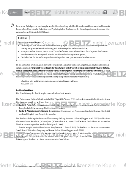 Psychoonkologie: Resilienz