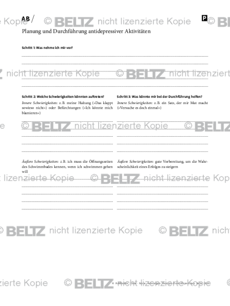 Depression: Planung und Durchführung antidepressiver Aktivitäten
