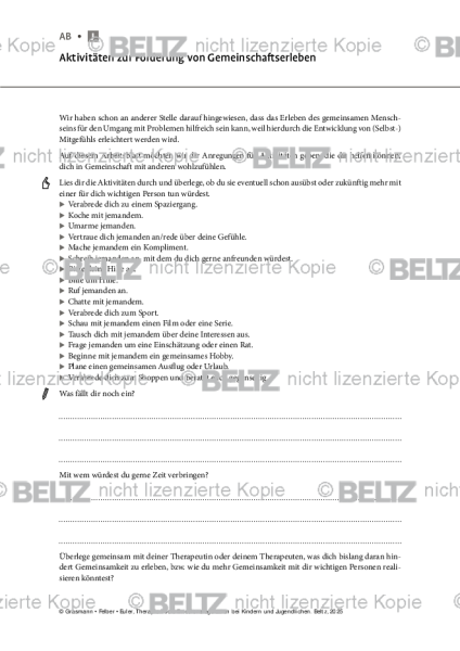 Emotionsregulation (K/J): Aktivitäten zur Förderung von Gemeinschaftserleben