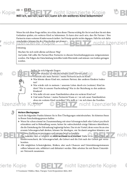 Peripartalzeit: Will ich, soll ich, darf ich, kann ich ein weiteres Kind bekommen?