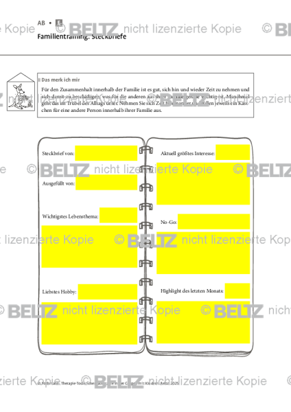 Schematherapie in Gruppe: Familientraining: Steckbriefe