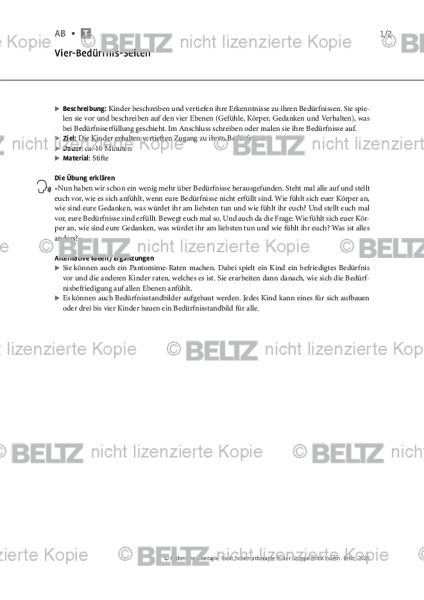 Schematherapie in Gruppe: Vier-Bedürfnis-Seiten