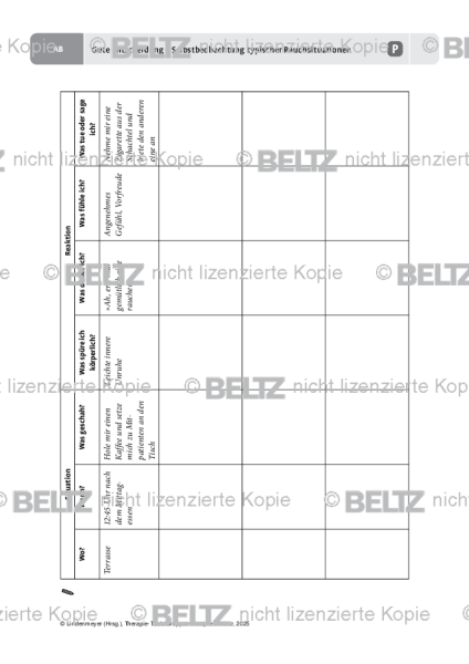 Gruppentherapie: Gute Entscheidung – Selbstbeobachtung typischer Rauchsituationen