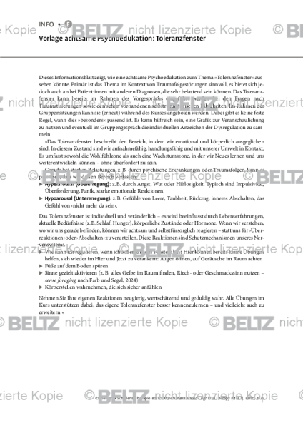 MBCT: Vorlage achtsame Psychoedukation: Toleranzfenster