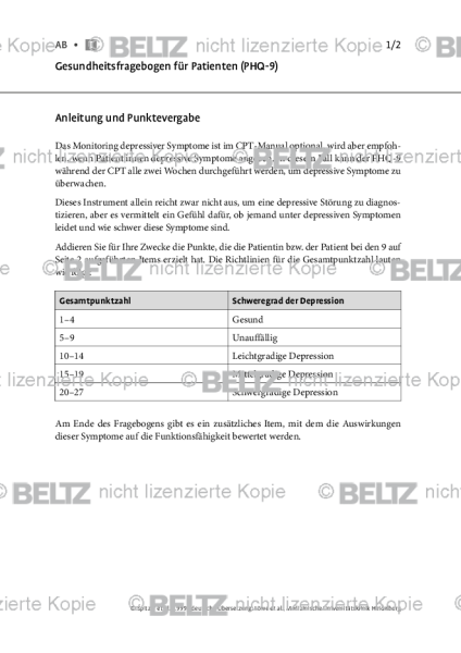 CPT bei PTBS: Gesundheitsfragebogen für Patienten (PHQ-9)