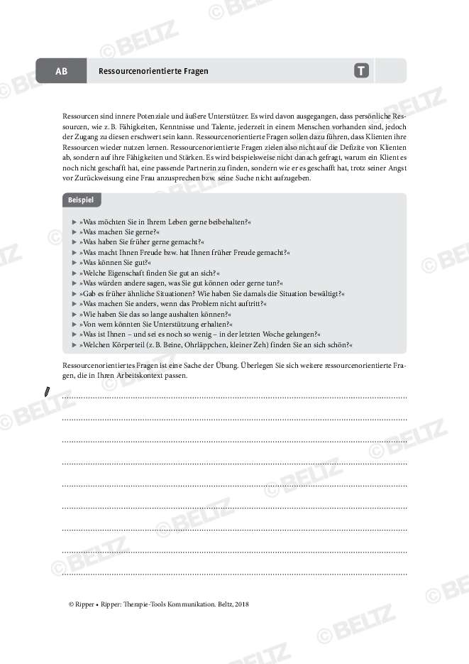 Ressourcenorientierte Fragen der systemischen Kommunikation