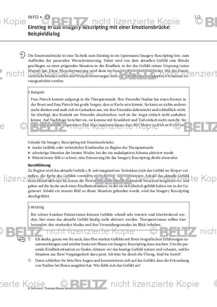 Schematherapie: Einstieg in das Imagery Rescripting mit einer Emotionsbrücke: Beispieldialog