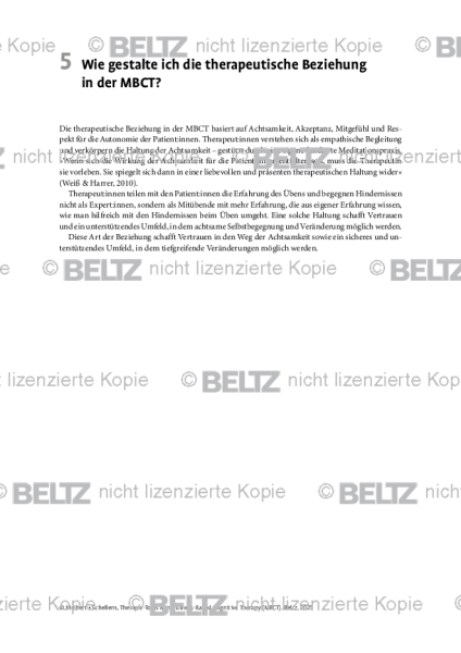 MBCT: Einleitung: Wie gestalte ich die therapeutische Beziehung in der MBCT?
