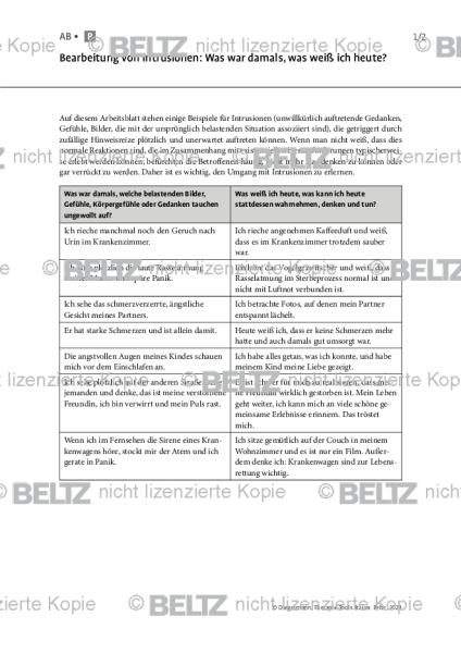 Trauer: Bearbeitung von Intrusionen: Was war damals, was weiß ich heute?
