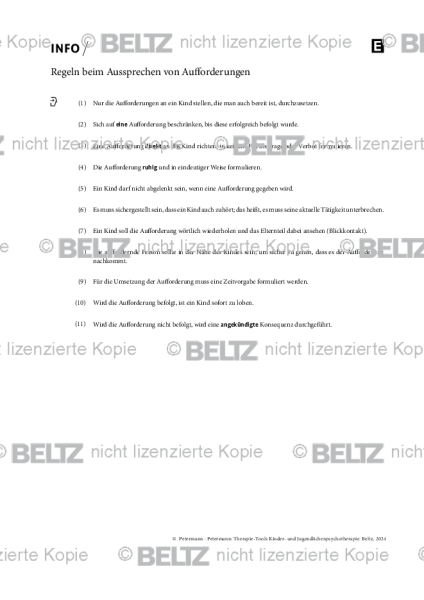 Kinder- und Jugendlichenpsychotherapie: Regeln beim Aussprechen von Aufforderungen