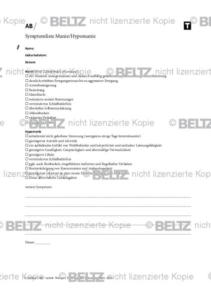 Bipolare Störungen: Symptomliste Manie/Hypomanie