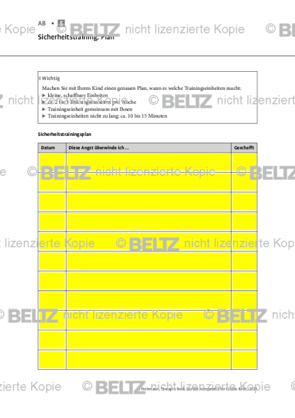 Soziale Kompetenz für Kinder: Sicherheitstraining: Plan