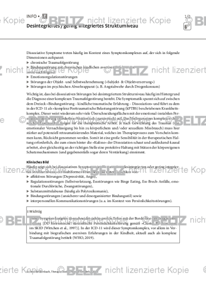 Dissoziation: Desintegriertes / gering integriertes Strukturniveau